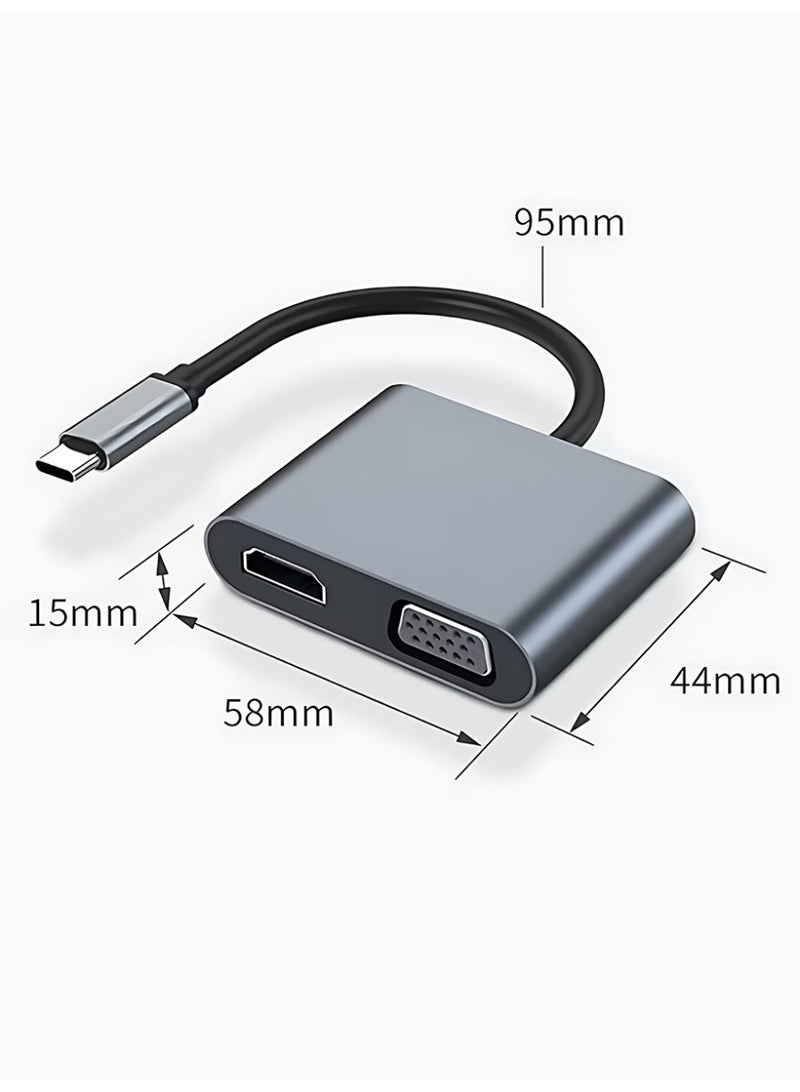 CLAVON 4-in-1 USB C Hub Adapter with 4K HDMI & 1080P VGA, 100W PD Charging, USB 3.0 Data Port, Compact Design for MacBook Air/Pro, Dell XPS, HP, Surface Pro, Laptops - Image 2